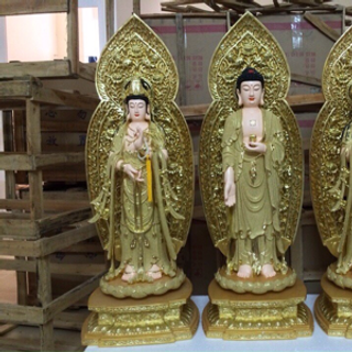 Tây phương tam thánh đứng mạ cát cao 110 cm