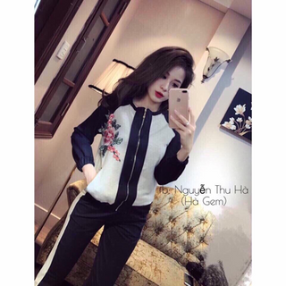 Sỉ set bộ thể thao thêu hoa nổi