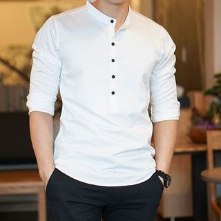 Sơ mi nam cổ trụ chui đầu