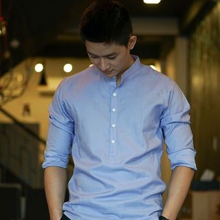 Sơ mi nam cổ trụ chui đầu