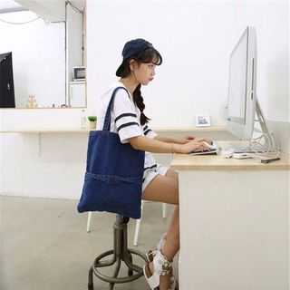 Túi xách jean 2 túi hộp thời trang - t003