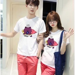 Áo thun ép nhiệt hình con gấu tím