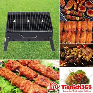 Bếp nướng dã ngoại kèm chổi quét và xiên nướng