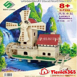 Đồ chơi lắp ghép gỗ mô hình cối xay gió