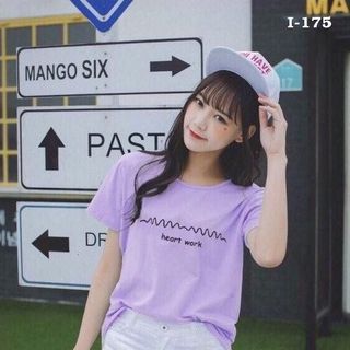 I175 áo thun nữ tay ngắn màu tím môn heart work