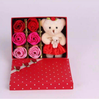 Hộp 6 bông kèm gấu