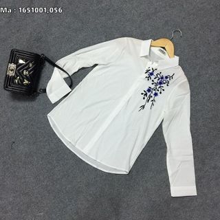 Áo sơ mi in hoa xanh