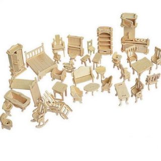 Bộ đồ chơi ghép gỗ nội thất 184 chi tiết