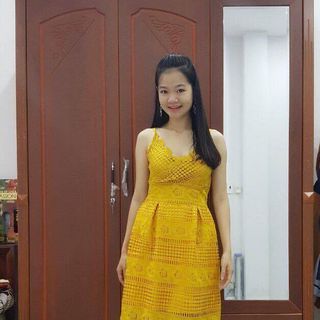 Đầm xòe trên gối cổ v ren