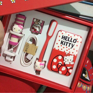 Bộ combo sạc dự phòng doremon và hello kitty