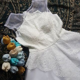 đầm xòe công chúa voan phối ren