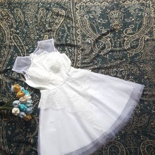 đầm xòe công chúa voan phối ren