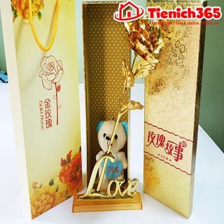 Hoa hồng mạ vàng 24k chữ love giá sỉ