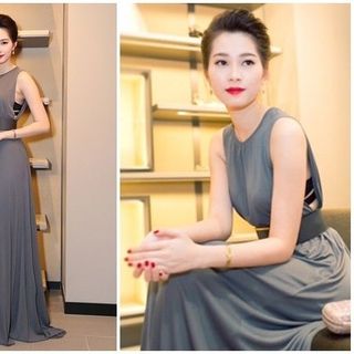Đầm dạ hội màu xám ghi như hoa hậu thu thảo