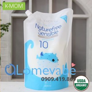 Nước xả vải hữu cơ k-mom hàn quốc dạng túi 1300ml-xanh