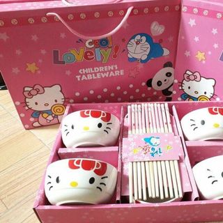 Bộ chén đũa doraemon hello kitty