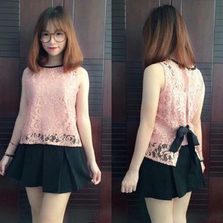 Áo ren cột nơ sau