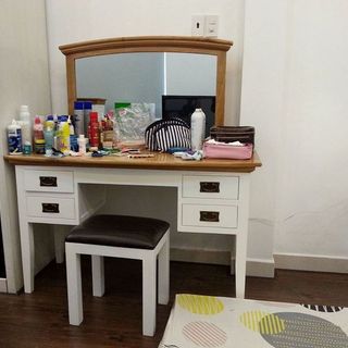 Bàn trang điểm bàn phấn gỗ sồi kt 135x50x80 euf