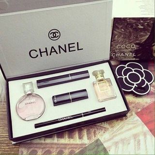 Bộ quà tặng 5 món mỹ phẩm chanel 2 nước hoa eau de parfum 15ml 1 son color poids 8ml 1 mascara 6ml 1 chì kẻ mắt 1g giá sỉ