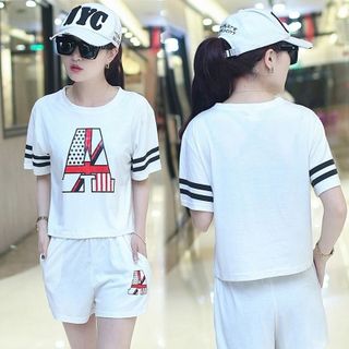 Bộ short thể thao chữ a trắng