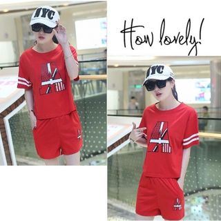 Bộ short thể thao chữ a đỏ