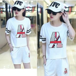 Bộ short thể thao chữ a đỏ