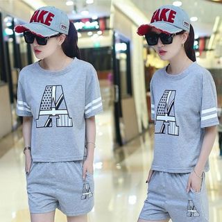 Bộ short thể thao chữ a xám