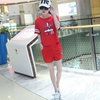 Bộ short thể thao chữ a đỏ
