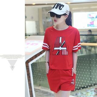 Bộ short thể thao chữ a đỏ