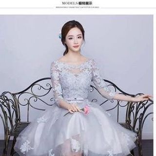 đầm xoè phối ren đính hoa qc chất lưới phối ren