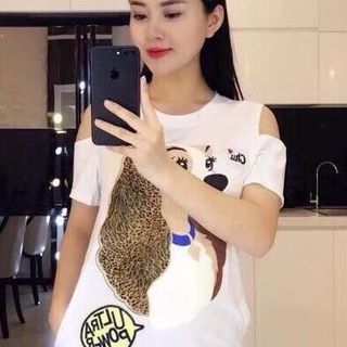 đầm suông in rớt vai qc chất thun cotton