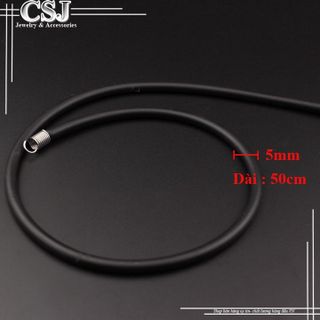Dây chuyền cao su đen đầu được bọc inox loại 5ly mẫu dn042