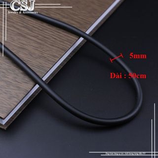 Dây chuyền cao su đen đầu được bọc inox loại 5ly mẫu dn042