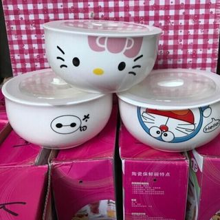 Chén sứ lớn có nắp giữ nhiệtăn súp mì 500ml