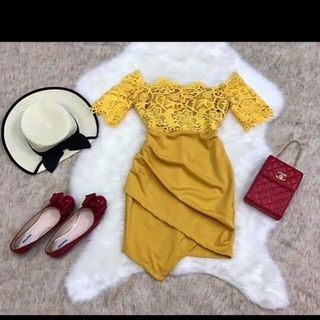 Đầm phối lưới ren đi tiệc