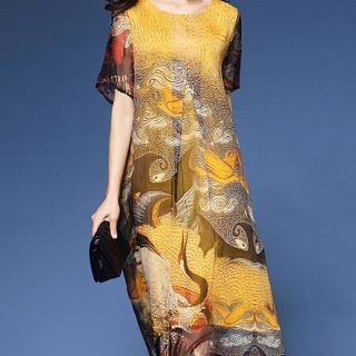 Đầm voal họa tiết