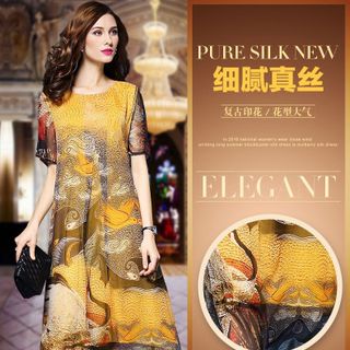Đầm voal họa tiết