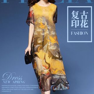 Đầm voal họa tiết