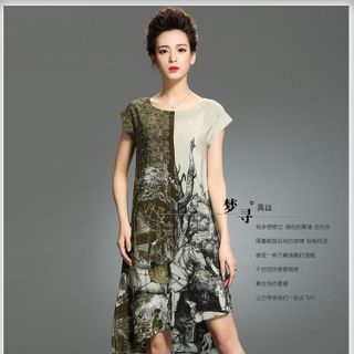 Đầm suông họa tiết
