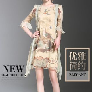 Đầm suông giả áo khoác mk