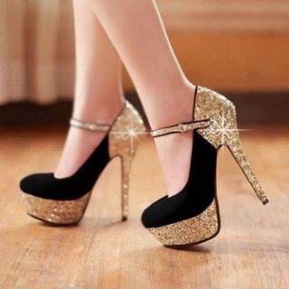 Giày cao gót bít mũi kim tuyến