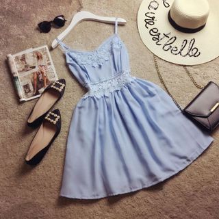 Áo voan 2 dây phối ren