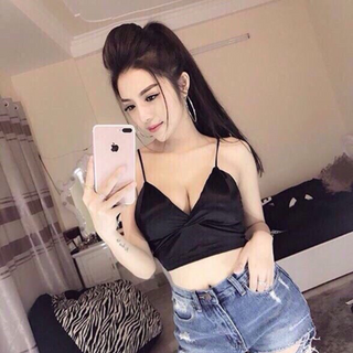 Áo hai dây da croptop