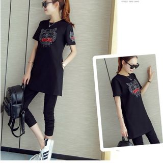 Bộ lửng thể thao form dài thêu kenzo đen