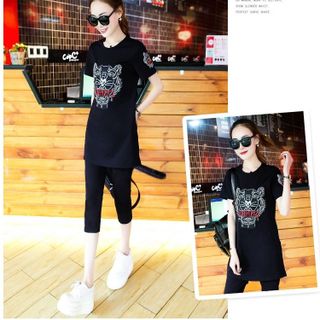 Bộ lửng thể thao form dài thêu kenzo đen