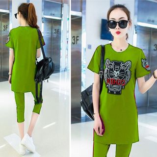 Bộ lửng thể thao form dài thêu kenzo vàng