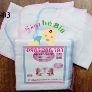 khăn sữa kiba 3 lớp siêu thấm set 10 chiếc