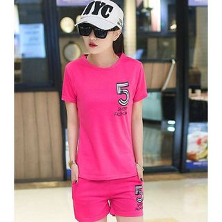 Bộ short thể thao cổ tròn sheep 5 hồng