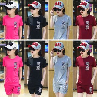Bộ short thể thao cổ tròn sheep 5 hồng