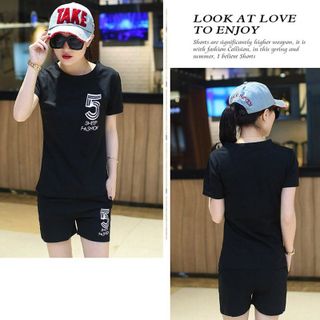 Bộ short thể thao cổ tròn sheep 5 đỏ đô